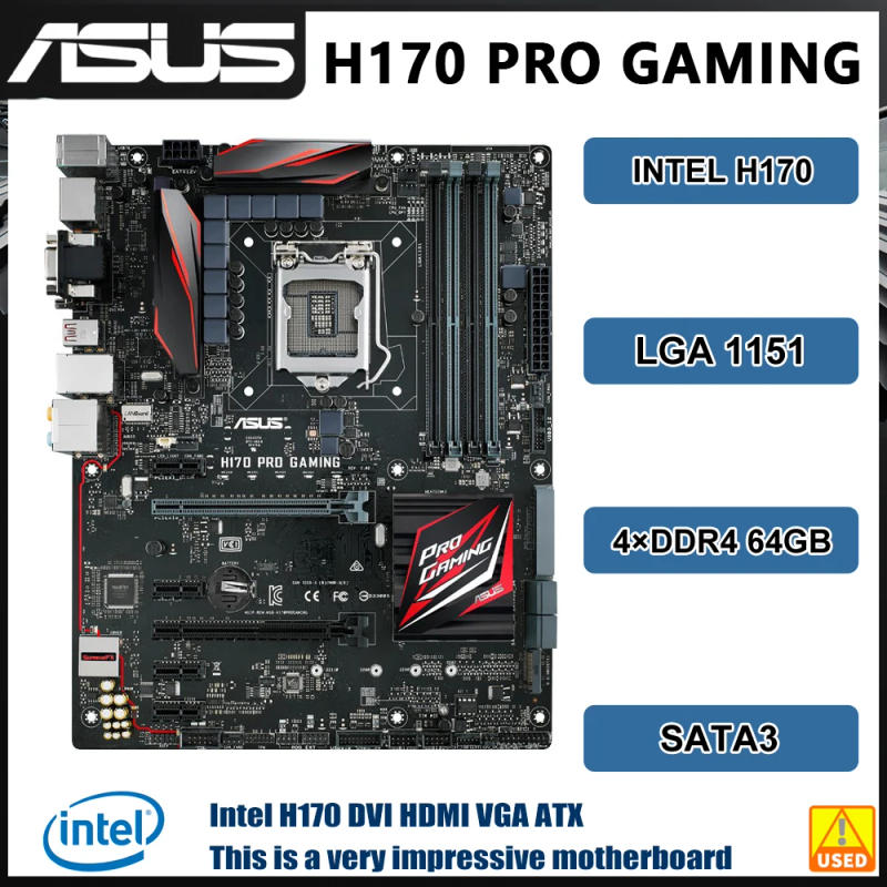 Description Picture 2 of itemASUS H170 PRO GAMING Motherboard LGA 1151 DDR4 64GB Intel H170 support Core i3-6300 i3-7300 i5-6400 i5-6600 i5-7600 cpu M.2 ATX