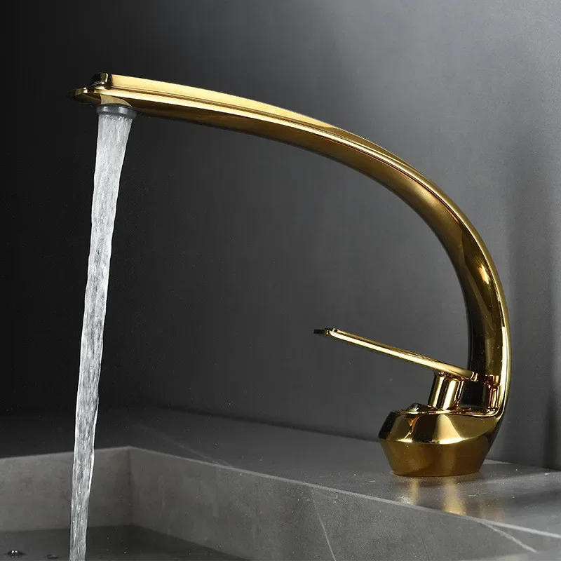 Description Picture 2 of itemBlack Bathroom Faucet Gold Sink Mixer Tap Brass Hot  Cold Brush Gold Wash basin Single Handle Crane For