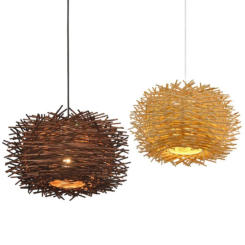 Japanese Bamboo Chandelier Chinese Style Rattan Woven Hanging Light Ceiling Lamp for Home Cafe Bar Decorate Restaurant Lighting