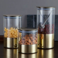 Household glass sealed jar with lid transparent kitchen storage moisture-proof food tea box