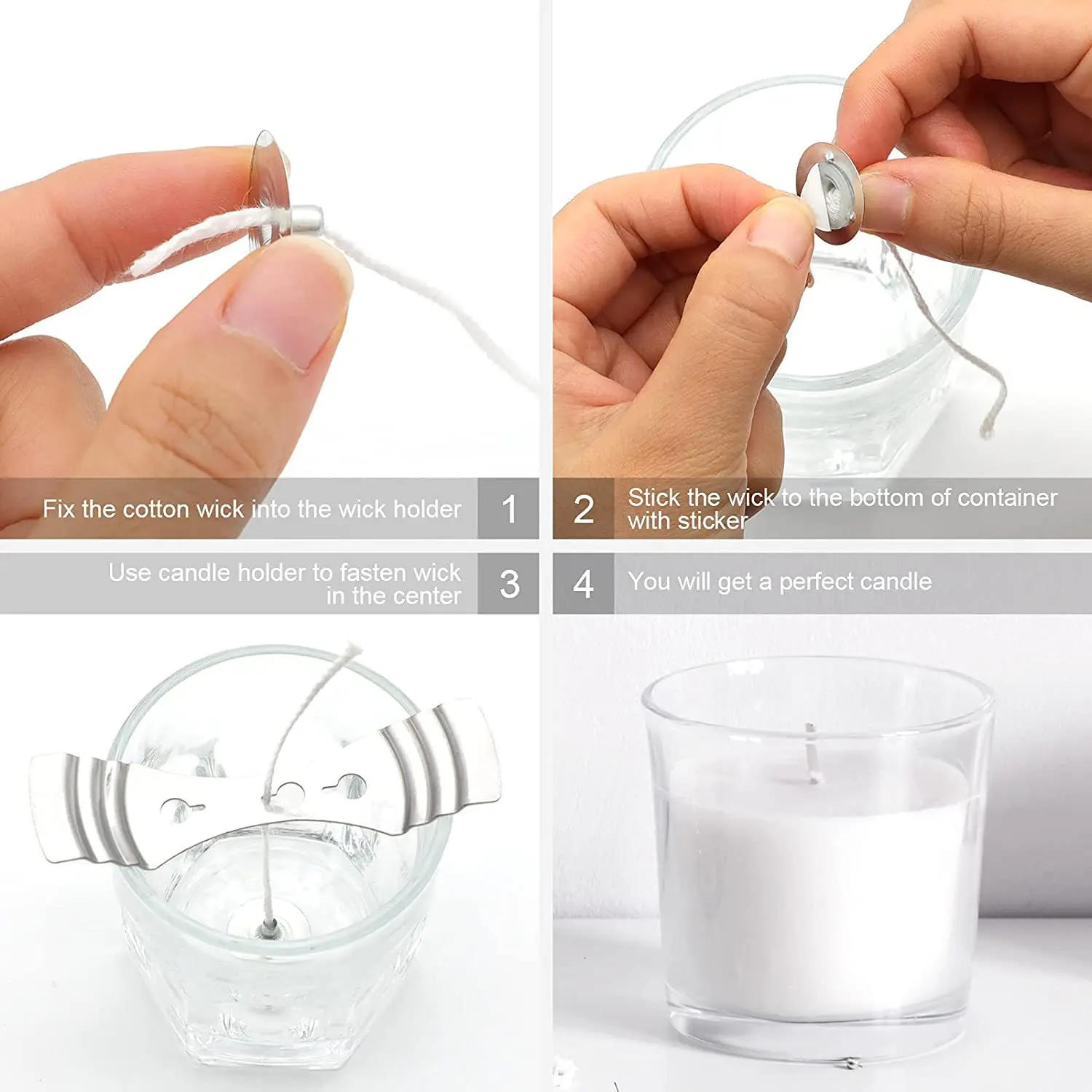 Description Picture 4 of item61m Cotton Candle Wick Candle Holder Smokeless Aromatherapy Cylindrical Candle Thread Candle Making Kit DIY Candle Maker