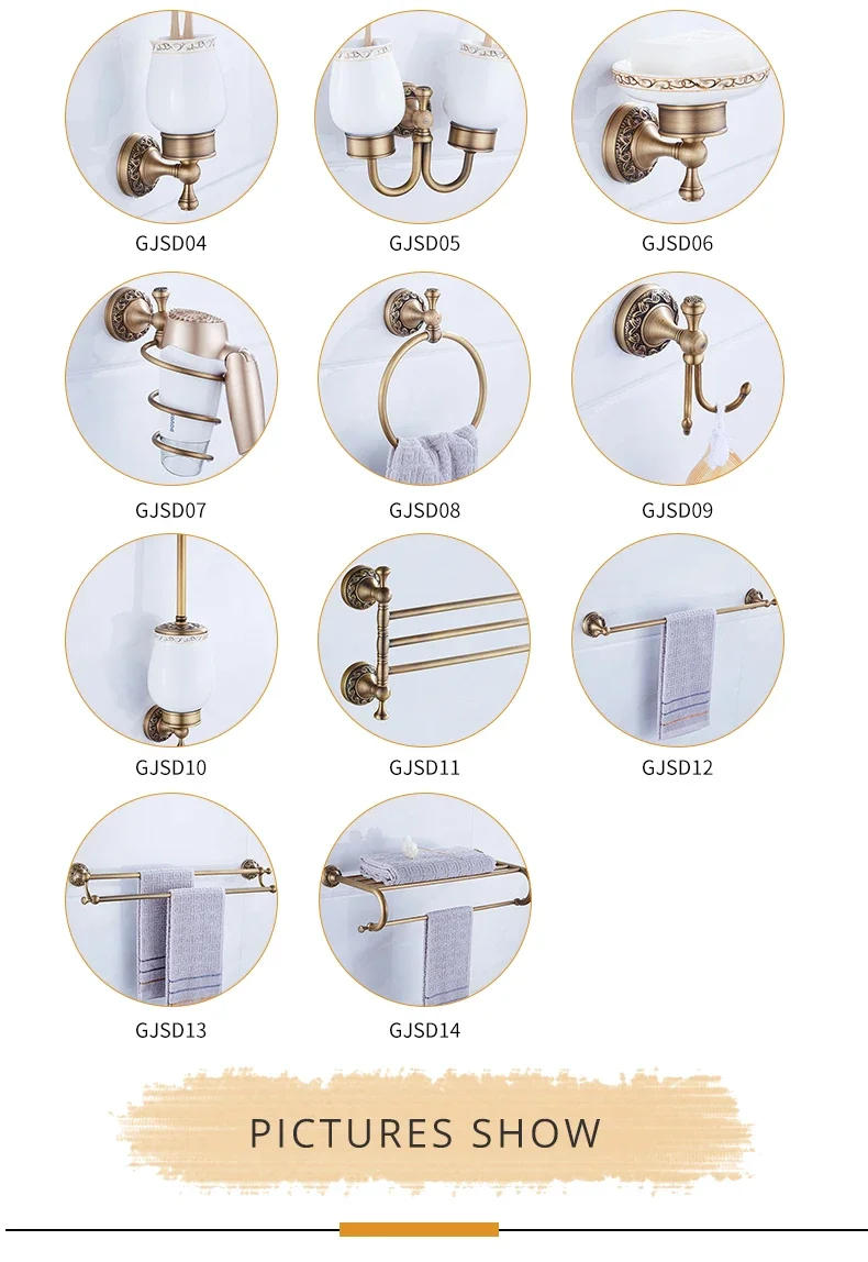 Description Picture 4 of itemBrass Bathroom Series Modern Bath AccessoriesTowel Ring Toilet Paper Holder Cup Holder Robe Hook Towel Bar Bathroom Hardware Set