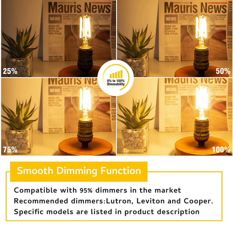 Description Picture 5 of itemGANRILAND A19 E27 Edison Led Filament Light Bulb Dimmable 12W High Lumen 1521lm Vintage 2700K Bulbs For Pendant Decorative Lamp