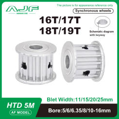 HTD 5M 16T/17T/18T/19Teeth Timing Pulley Bore 5-16mm AF Type Belt Width 10/15/20/25mm 5M Synchronizing wheel Toothed Belt Pulley