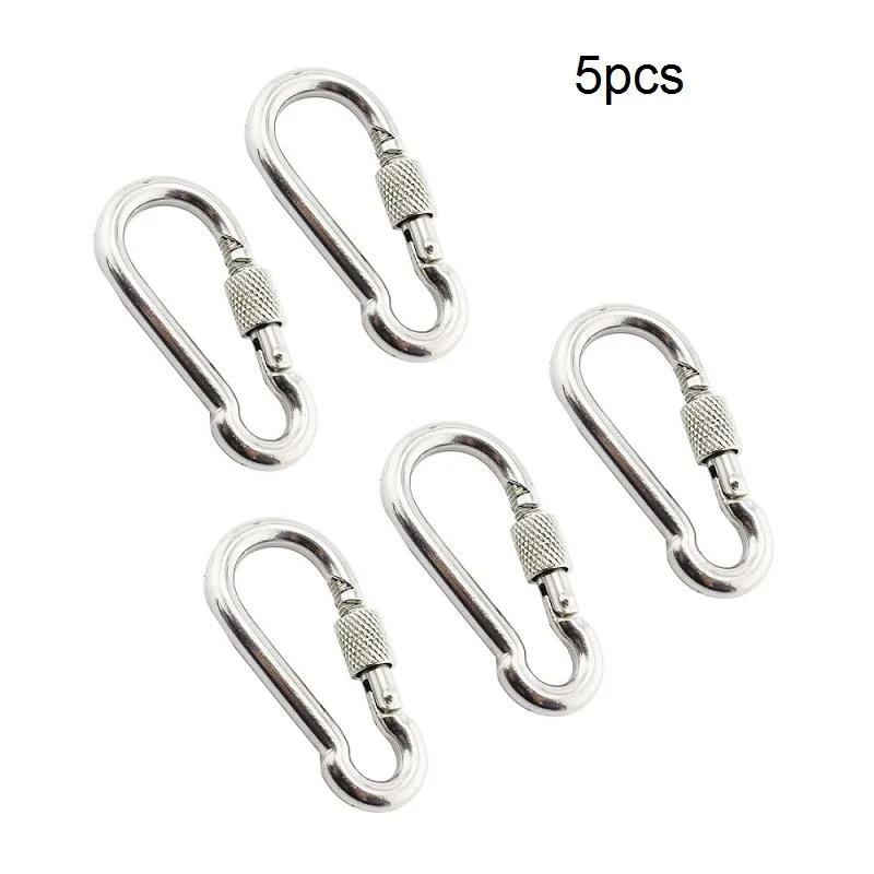 Description Picture 3 of item5PCS 304 Screw Stainless Steel 304 Snap Hook Carabiner 50mm 60mm 70mm 80mm Length Screw Lock Round Carabiner Climbing
