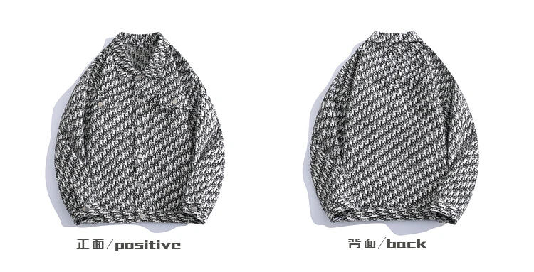 Description Picture 2 of itemMen Women Small Fragrance Style Letter Jacquard Lapel Jackets Trendy High Street Personality Handsome Hip Hop Casual Loose Coats