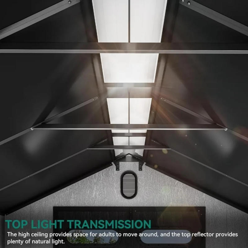 Description Picture 5 of itemOutdoor Resin Storage Shed with Floor, Lockable Door, Windows & Vents, Plastic Tool Storage, Lawn Mower, and Bike Storage 8x8 Ft