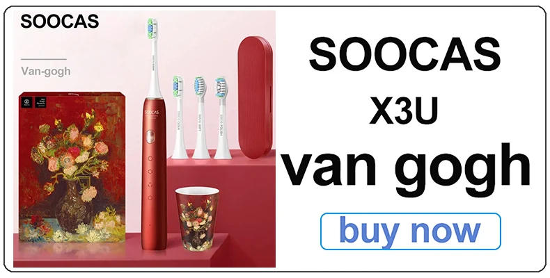 Description Picture 2 of itemSOOCAS Van Gogh X3U Electric Toothbrush Green Ultrasonic Sonic Tooth Brush Upgraded Type-c Fast Chargeable Adult IPX7 Waterproof