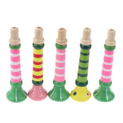 1Pc Wooden Trumpet Piccolo Flute Small Speakers Kid Musical Instrument Education Toy Safe Non-toxic Trumpet Piccolo 13x3.5x1.5cm