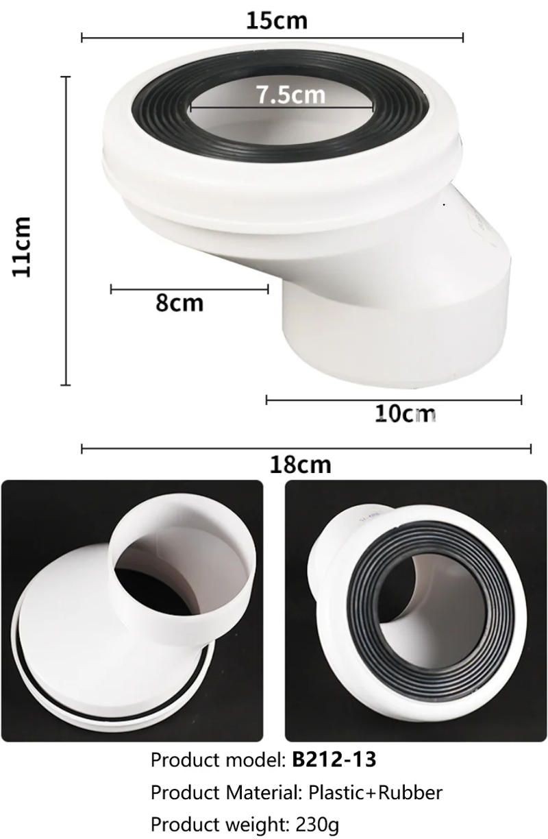 Description Picture 5 of itemToilet Outlet Displacement Connector Rubber Sealing Ring Displacement Interface PVC Straight Eccentric Drain Nozzle Replacement