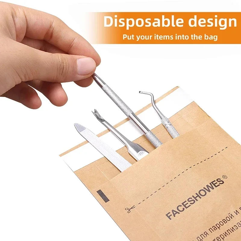 Description Picture 6 of item100Pcs Disposable Sterilization Disinfection Bag Set Nail Tools Sterilizer Kraft Bags Nails Equipment Disinfection Accessories