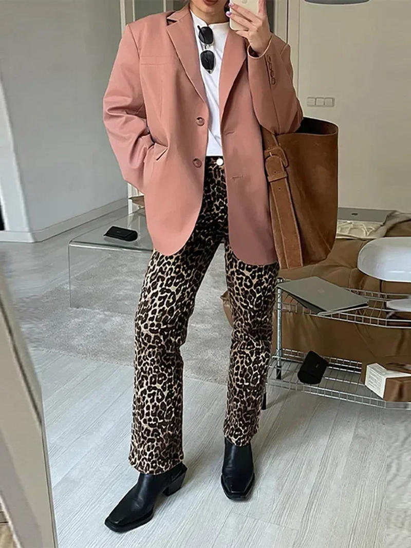 Description Picture 3 of itemLeopard Print Jeans for Women High Waisted Retro Slim Streetwear Denim Pants 2025 Lady Vintage Y2k Hip Hop Straight Leg Trousers