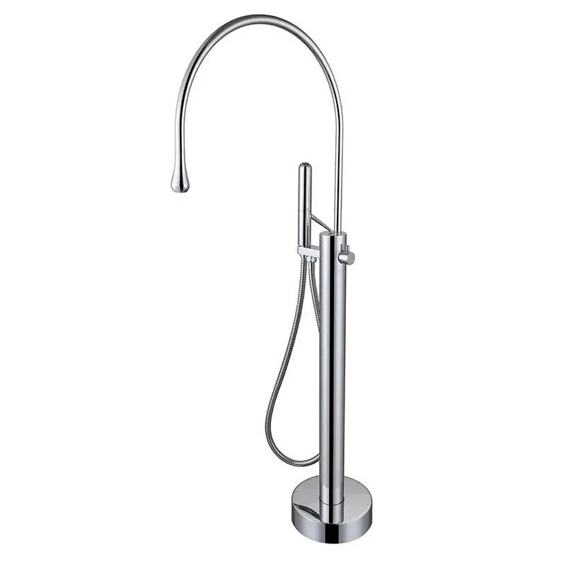 Description Picture 4 of itemFaucet Set Floor Decked Brass Rotate Spout Brush Gold  Bathtub Mixer Morden Style Bathroom Taps