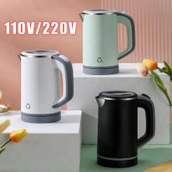 110V/220V Electric Kettle Fast Heating Water Boiler Kettle Tea Pot Stainless Steel Liner Tea Maker Anti-overheat 800ml