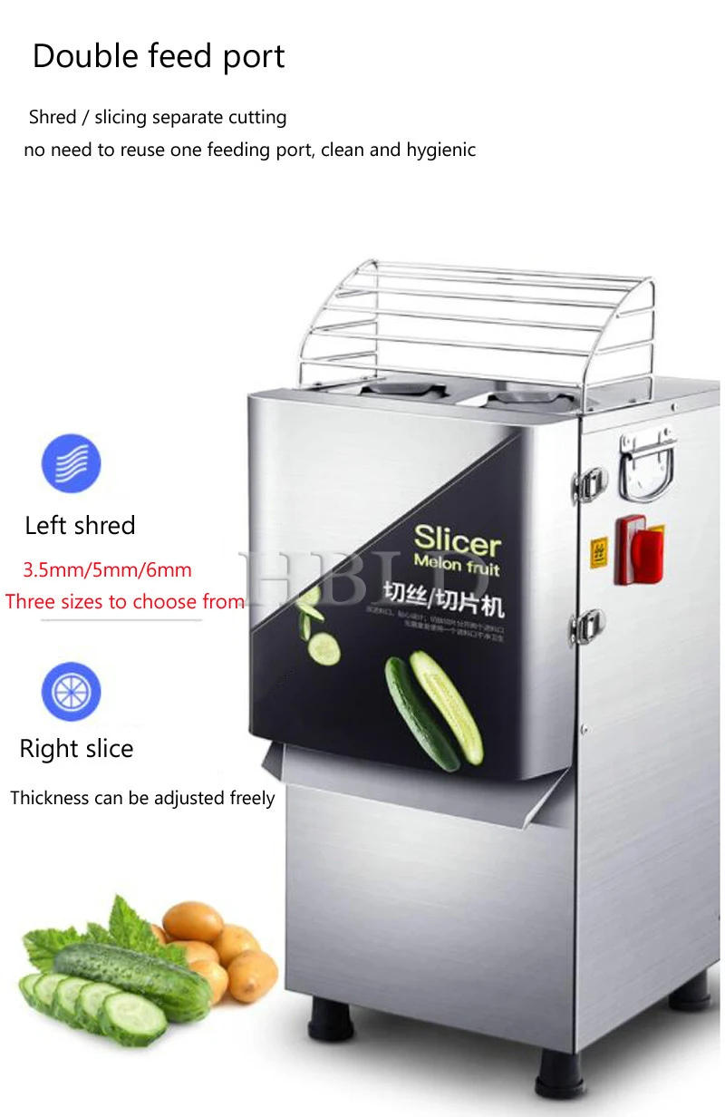 Description Picture 4 of itemCommercial Stainless Steel Vegetable Cutter, Dual Port Electric Radish And Potato Shredder, Cucumber Shredder