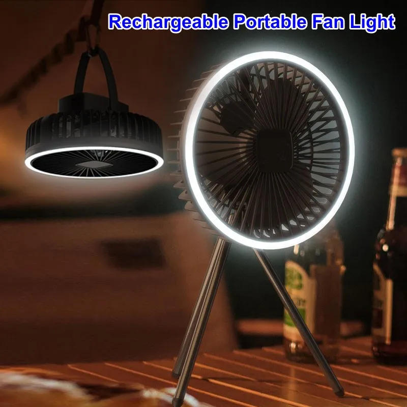 Description Picture 2 of itemUSB Rechargeable Camping Fan with LED Night Light Desktop Portable Circulator Cordless Ceiling Electric Hanging Fan with Tripod