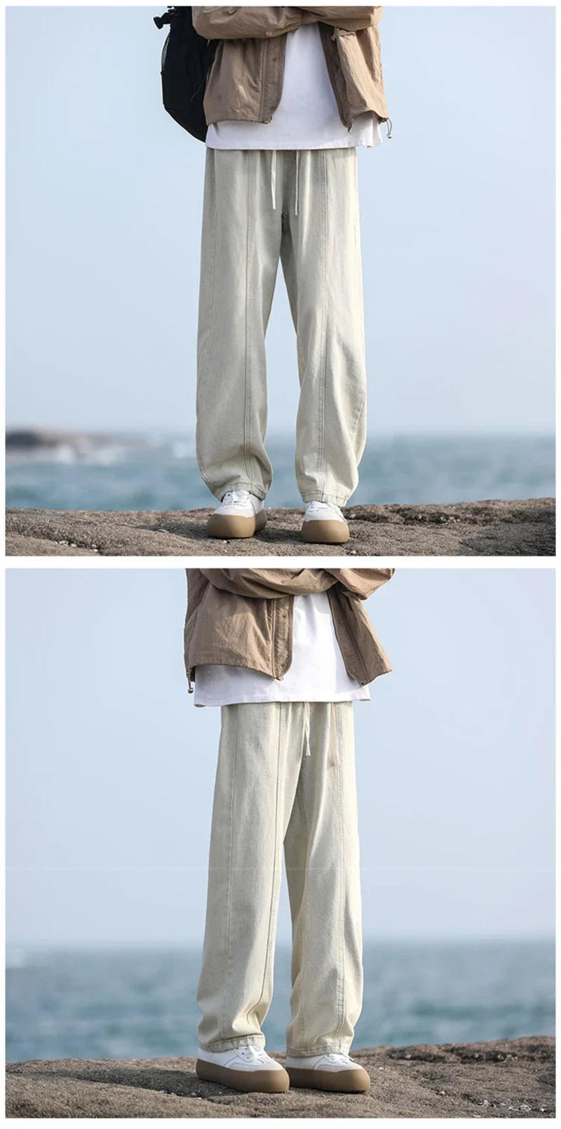 Description Picture 3 of itemNew Korean Fashion Baggy Jeans For Men Classic Drawstring Straight Denim Pants Y2K Vintage Jean Streetwear Wide-leg Trousers