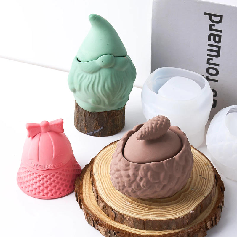 Description Picture 6 of itemDIY Christmas Candle Jar with Lid Mold Plaster Concrete Epoxy Storage Box Casting Silicone Mold Crafts Gifts Party Holiday Decor