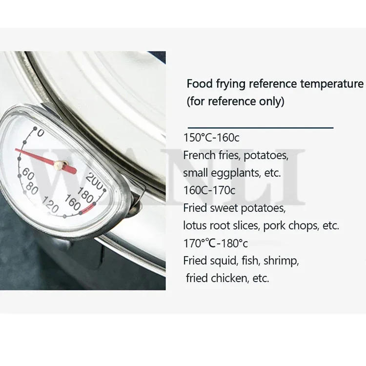 Description Picture 6 of itemHousehold Mini Induction Cooker Stainless Steel Tempura Frying Pan Temperature Control Fried Chicken Frying Pan Kitchen Tool