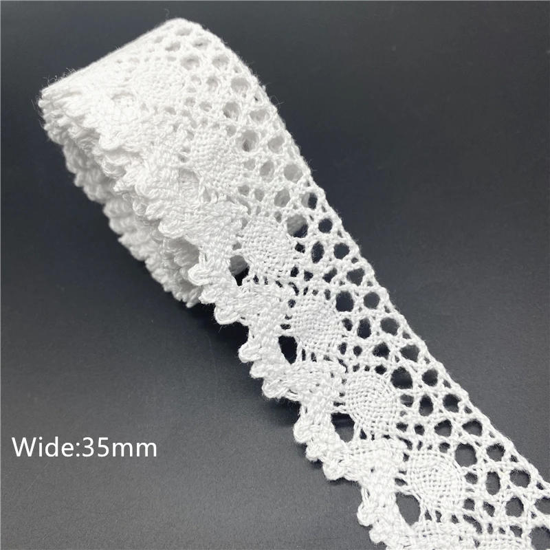 Description Picture 5 of item10mm-50mm 2yards White 100%Cotton Lace Ribbon For Apparel Sewing Fabric Trim Cotton Crocheted Lace Ribbon Handmade Accessories