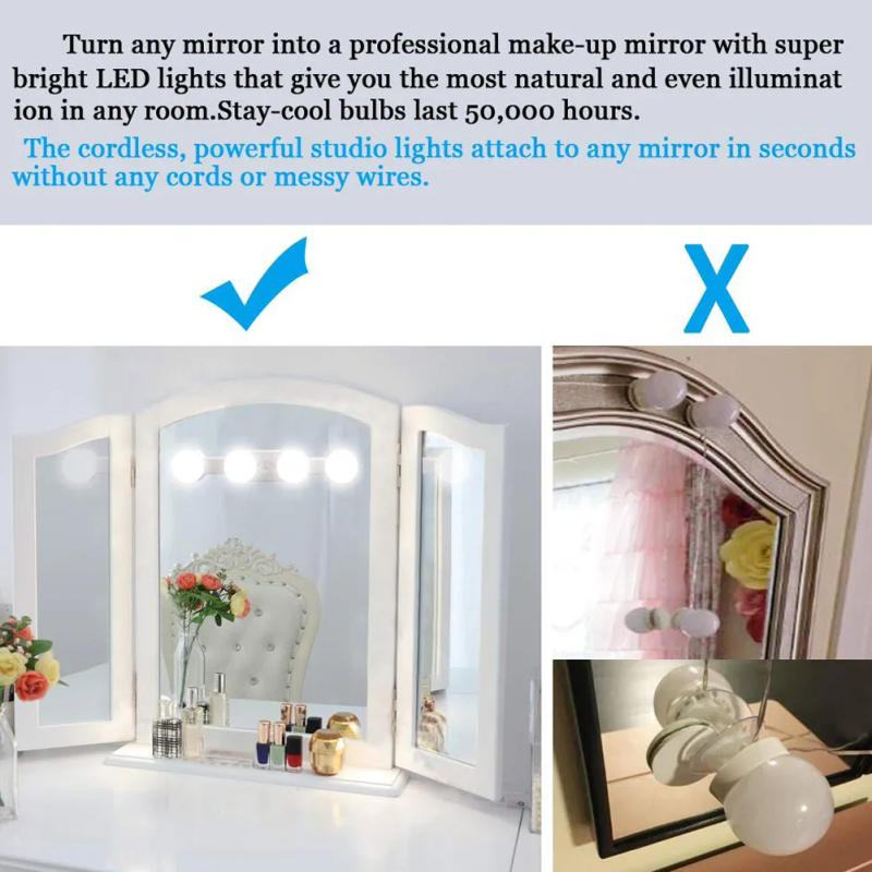 Description Picture 5 of itemLED Makeup Mirror Light Suction Cup Cordless Portable Bathroom Vanity Lamp USB Charged Cordless Dimmable Bedroom Nightlight
