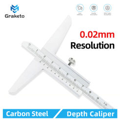 Depth Gauge Vernier Caliper Metal Calipers Woodworking Tools Caliber Measuring Tool Steel Gauges Depth Measurement 150 200 300mm