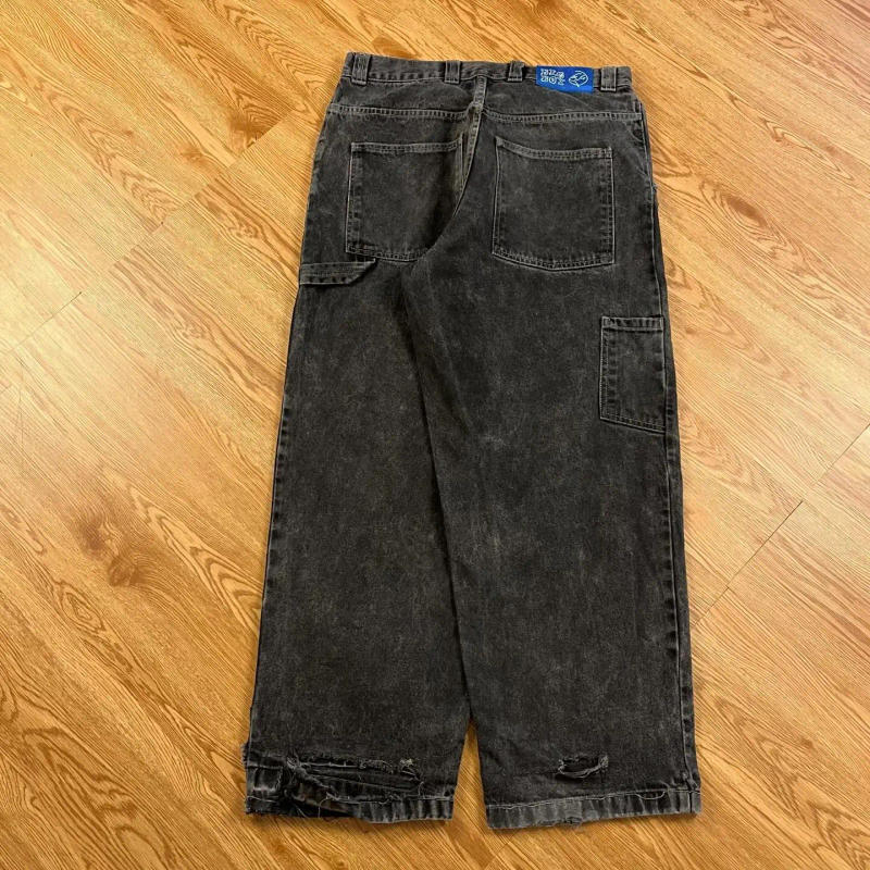 Description Picture 4 of itemPolar Big Boy Jeans Y2K Pants Sweatpant Hip Hop Cartoon Embroidery Retro Blue Baggy Jeans Men Women Fashion Casual Wide Trouser