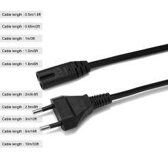 Power Extension Cord 0.5m 1m 1.5m 3m 5m 10m EU Notebook AC Cable IEC C7 Power Cable For Radio Speaker TCL Apple LG TV Sony PS