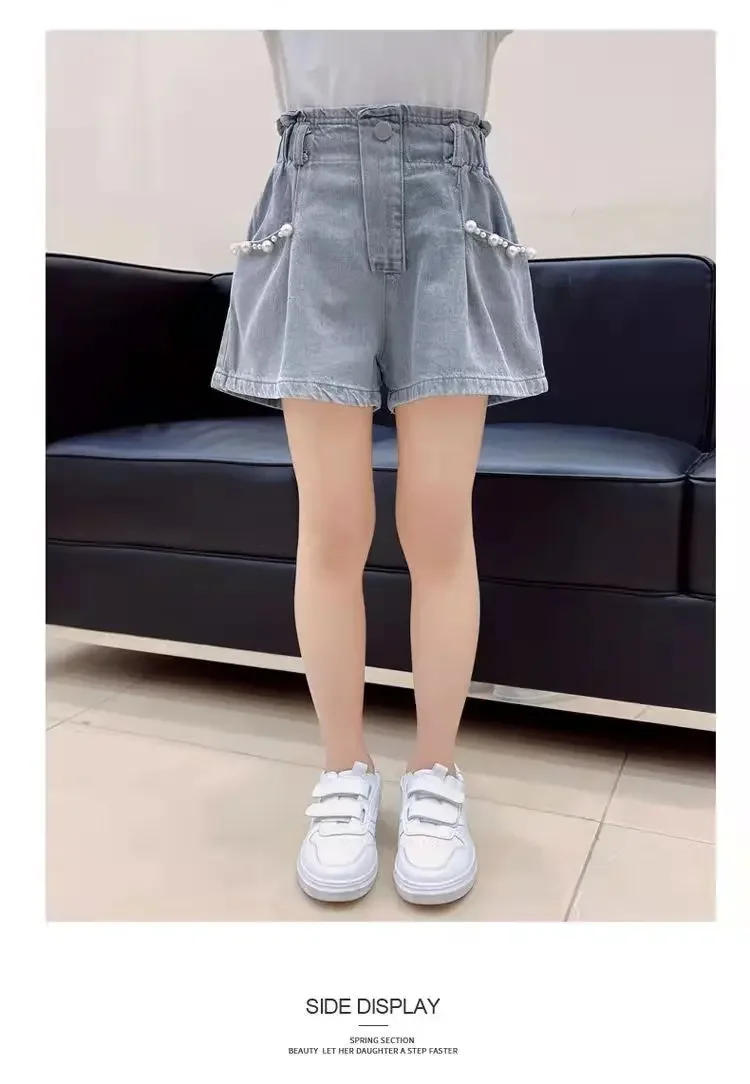 Description Picture 6 of itemChildren's Clothing, Girls' Shorts Summer 2025 New Style Children's Denim Shorts, Girls' Outerwear Pants Casual Versatile Hot