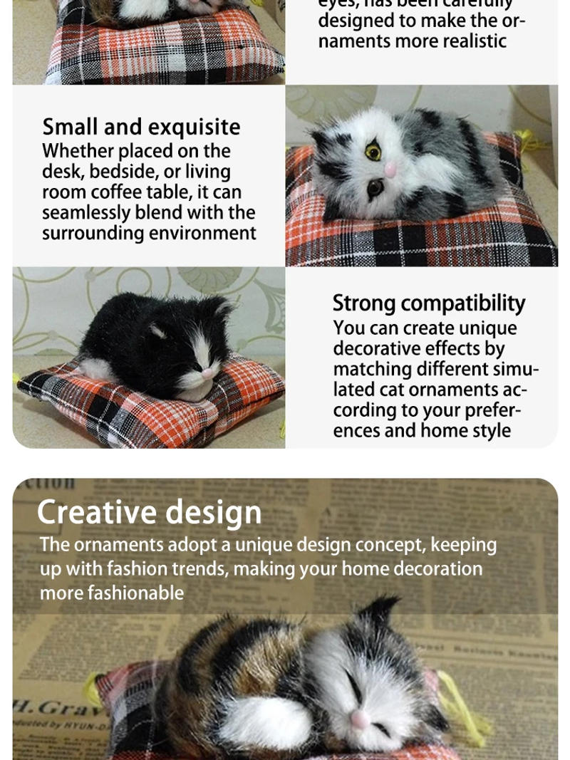 Description Picture 6 of itemSimulation Cat Toy Ornaments Simulation Animal Flower Cat Cloth Cushion Cat Nap Cat Desktop Doll Ornaments