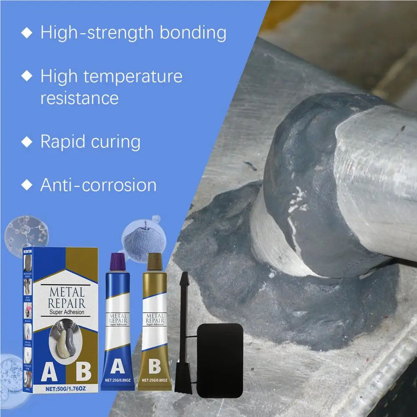 Description Picture 5 of itemCasting Repair Glue For Metal Epoxy Glue Heavy Duty Super Adhesion Epoxy Glue Metal To Metal Glue High-Temperature Heat
