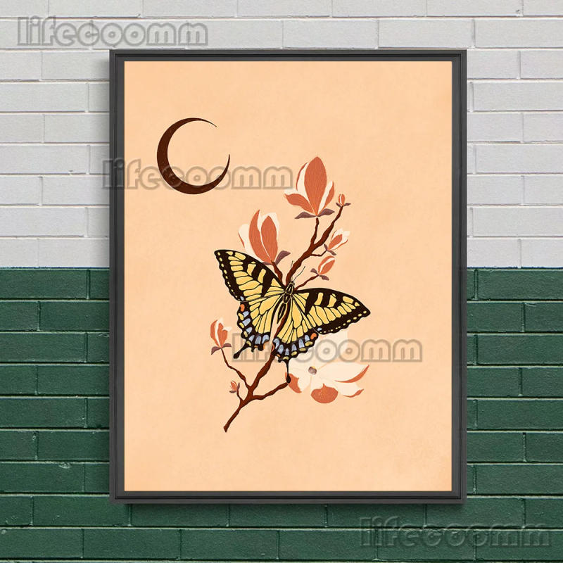 Description Picture 5 of itemCelestial Star Moth And  Mid Century Witchy Beetles Abstract Wall Art Canvas Print Boho Butterfly Gothic Art Poster Print Decor