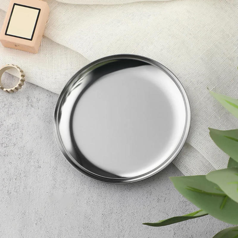 Description Picture 4 of itemStainless Steel Round Storage Tray Desktop Cosmetics Jewelry Storage Tray Food Snack Serving Plate Ornament Decorative Tray