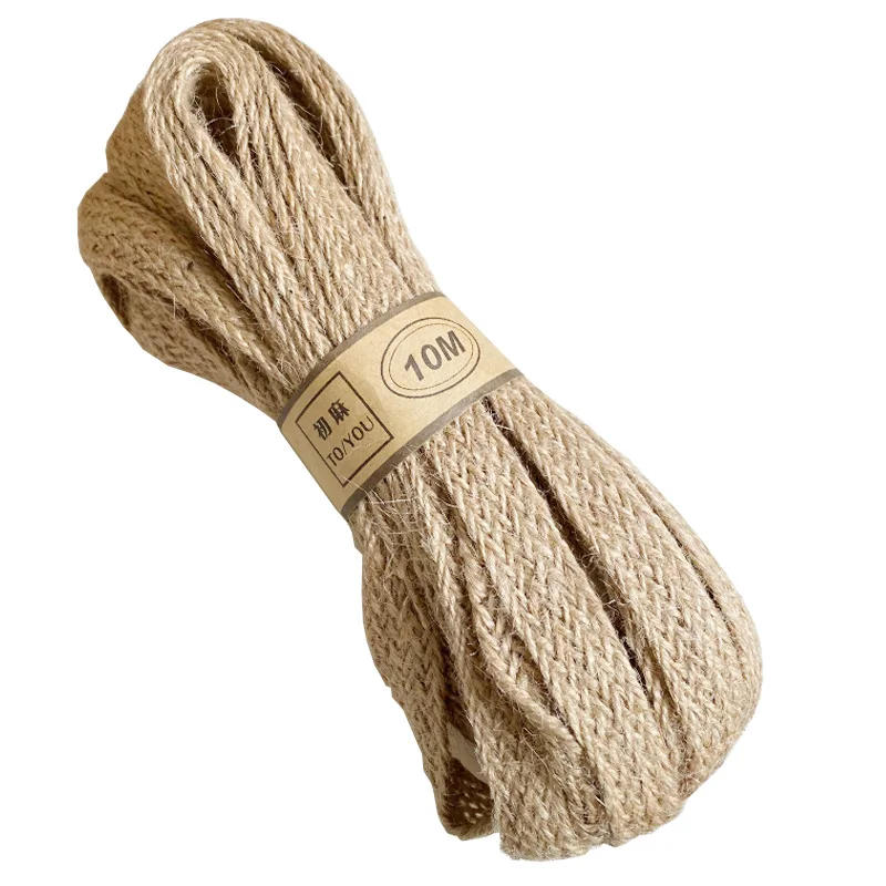 Description Picture 5 of item10M Hemp Cords Braided Flat Burlap Ribbon 8mm 12mm 18mm Nature Jute Rope Twine Webbing DIY Wedding Decoration Ribbons Crafts