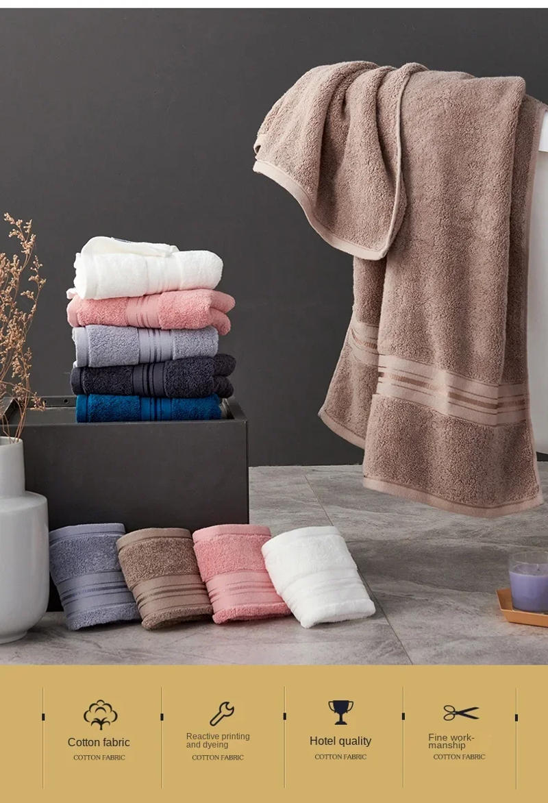 Description Picture 2 of itemNew Egyptian Cotton Towel Bath Towel Sets Solid Color Thicken Bathroom Towels Set Soft Comfortable