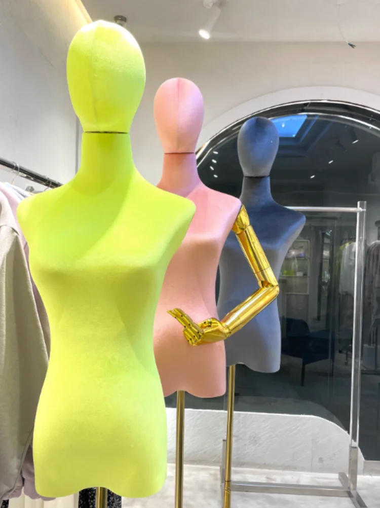 Description Picture 5 of itemDressmaker Mannequins Clothing Store Color Model Velvet Female Model Props Puppet Gold Plating Mannequin Display Stands T