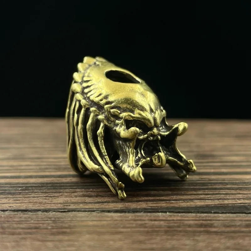 Description Picture 6 of itemAlien Beast Face Iron Warrior Knife Bead Handmade Woven Paracord Lanyard DIY Pendants Jewelry Accessories Brass EDC Outdoor Tool