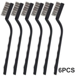 6pcs Small Wire Brushes Cleaning Brushes For Mechanical Parts Derusting Remove Paint Accessories 13cm Stainless Steel Wire