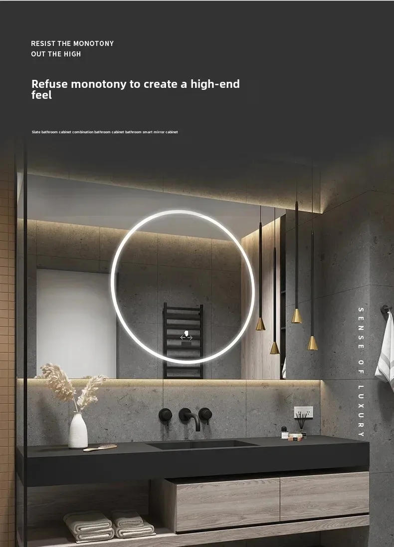 Description Picture 4 of itemSmart Mirror Cabinet Modern Simple Slate Ceramic One Piece Washbasin Bathroom Vanity  Combination  Furniture New