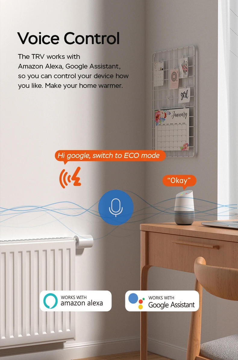 Description Picture 5 of itemTuya ZIgbee3.0 radiator valve thermostat TRV programmable smart temperature control smart life Alexa Google Home Yandex