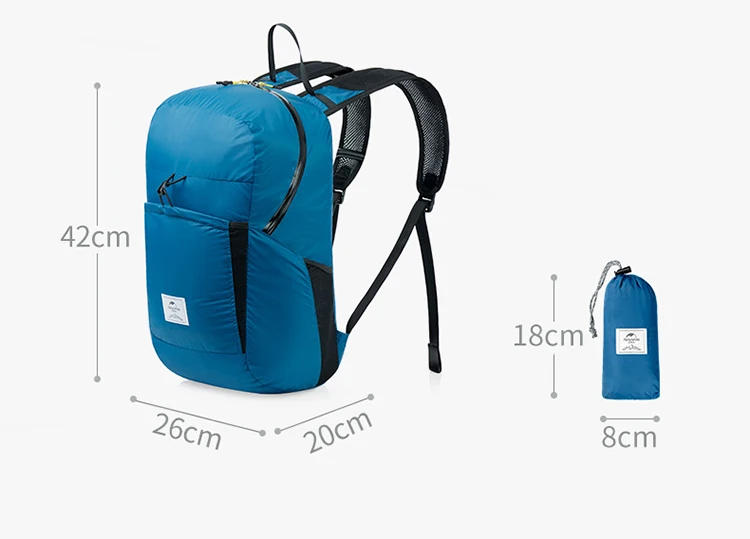 Description Picture 3 of itemNaturehike 22L Super Lightweight Backpack Durable 30D Nylon Water-resistant Foldable Travel Bag Compact Folding Backpack