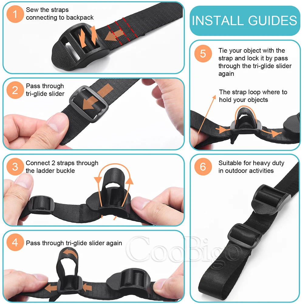 Description Picture 6 of item20mm 25mm 32mm 38mm Plastic Tri-Glider Ladder Lock Slider Buckles Webbing Adjuster Belt Fasteners for Backpack Strap Black