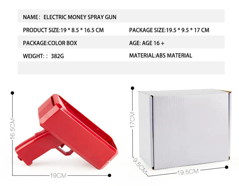 Description Picture 5 of item1 SET Banknote gun Party Game prop toys Relieve stress celebrate Movies Bachelor Prop Party Supplies Celebration Spray Money Gun