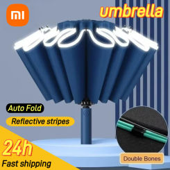XIAOMI Men Women Umbrella Fully Automatic Reverse Folding Umbrella Portable Windproof Reflective Stripe UV Fashion Umbrellas