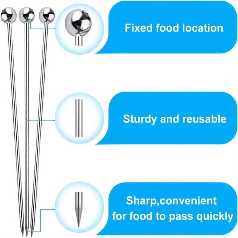 Description Picture 5 of item15 Pcs/pack Stainless Steel Cocktail Toothpicks Reusable Cocktail Skewers Garnish Glass, Bloody Mary Skewers, Metal Martini Cups
