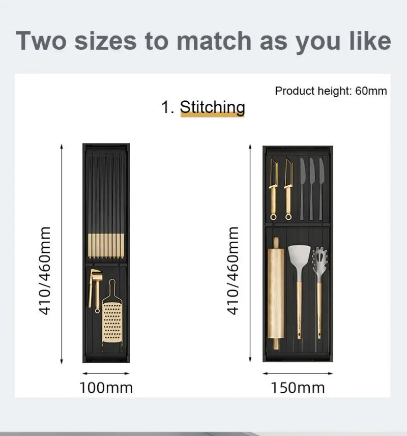 Description Picture 3 of itemKitchen Adjustable Dish Rack Under Cabinet Drawer Spoon Chopstick Storage Holder Retractable Spacing Drying Disc Shelf Organizer