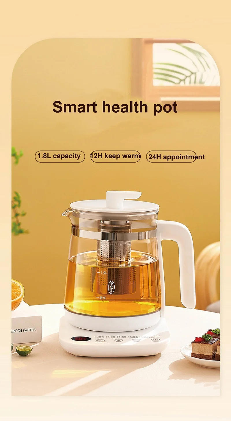 Description Picture 2 of item1.8L Smart Health Pot Multifunctional Appointment Electricity Kettle Glass Thermostat Baby Milk Kettle Tea Maker Kitchen Tools