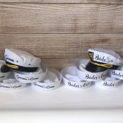 Bride groom captain hat Nautical boat yacht cruise wedding Bachelor Bachelorette Party bridal shower bridesmaid groomsman Gift