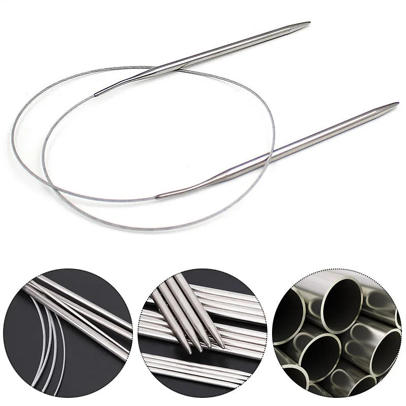 Description Picture 2 of item43/60/120cm Stainless Steel Circular Knitting Needles Ring Needle Cable Ring Weaving Needles For DIY Knitted Sweaters Hats Socks