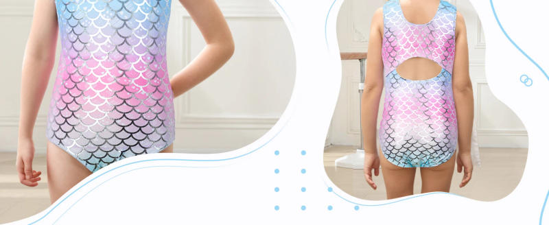 Description Picture 5 of itemGymnastics Leotards for Girls with Short, Kids Athletic Crisscross Back Dancewear Gymnastics Athletic Outfit 3Pcs for Kids